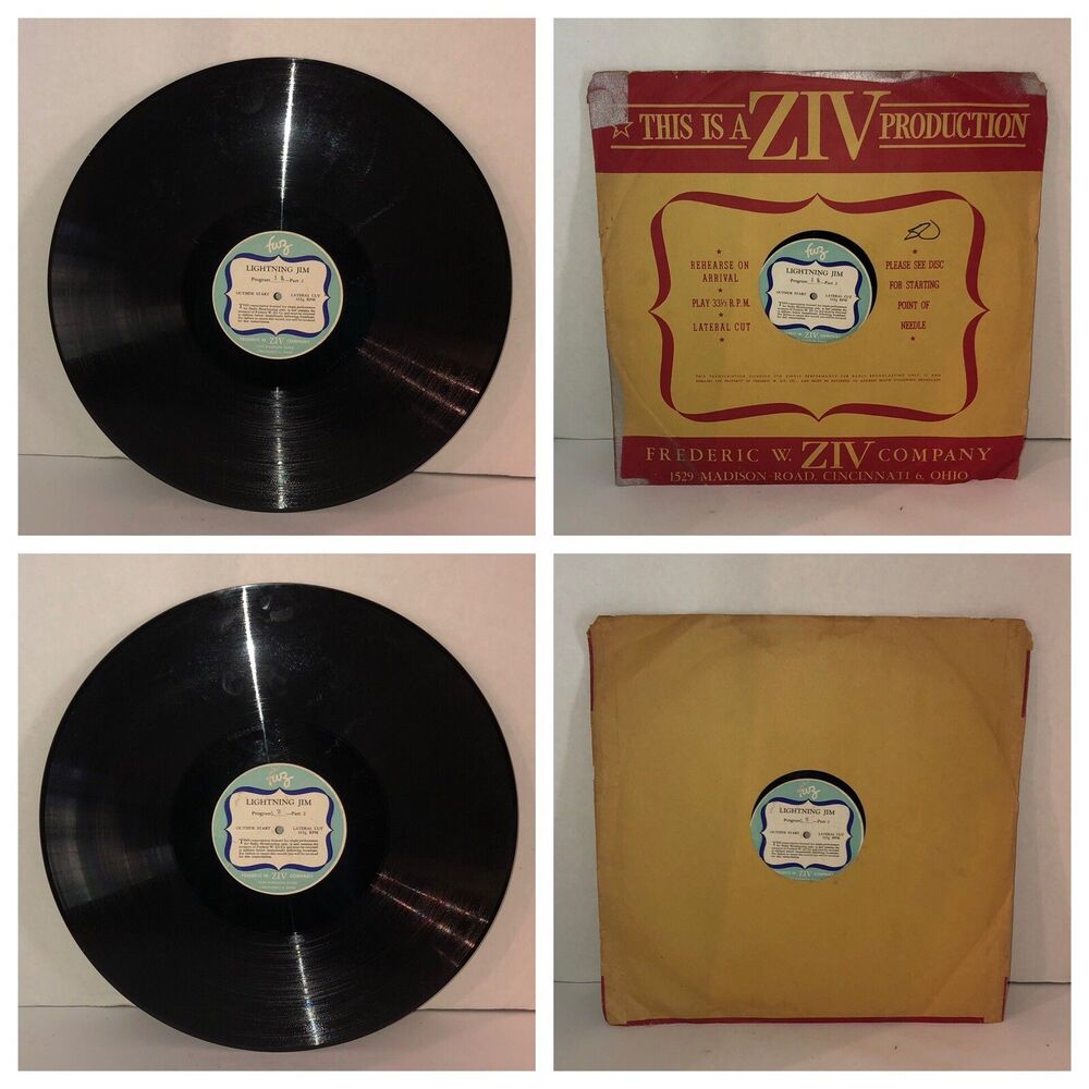 LIGHTNING JIM 16" Radio Transcription Disc 40s In Sleeve Program 11 & 12 Part 2